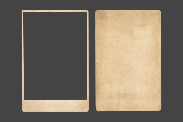 复古纸质照片框，纹理古老，古董边框，空白，孤立的剪贴画图片下载