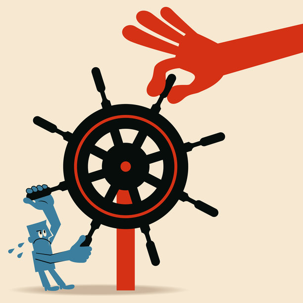 持相反意见的人相互冲突，商人掌舵，大手相争(介入;阻碍)图片下载