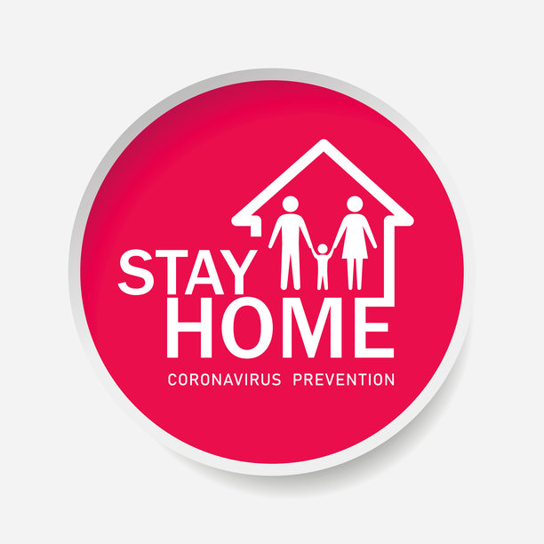 待在家里和保护标志图片下载