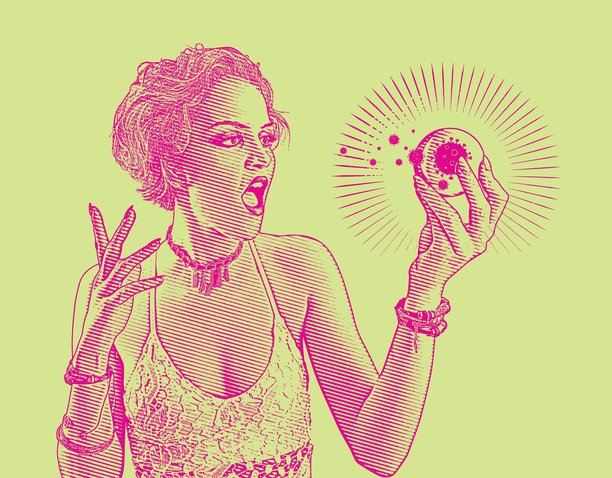 算命师、水晶球和COVID-19图片下载