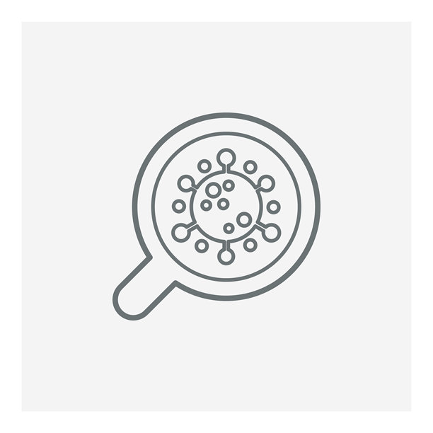 冠状病毒细胞和放大镜图标，COVID-19概念图片下载