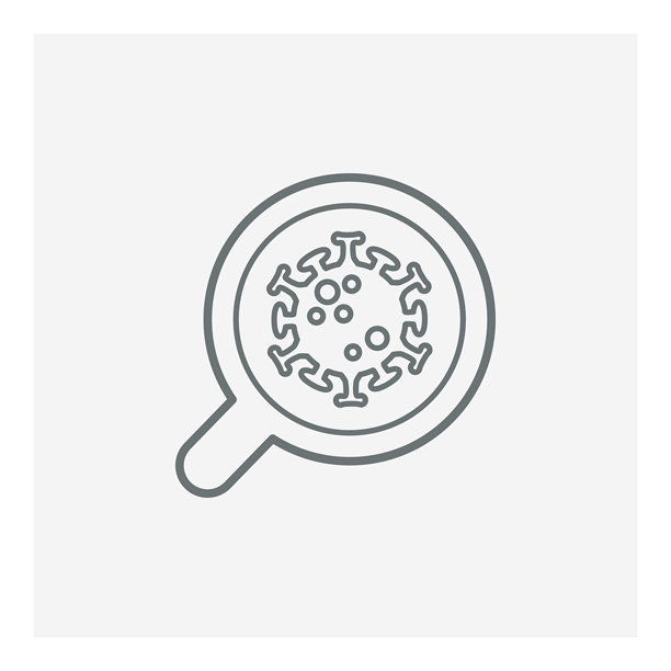 冠状病毒细胞和放大镜图标，COVID-19概念图片下载