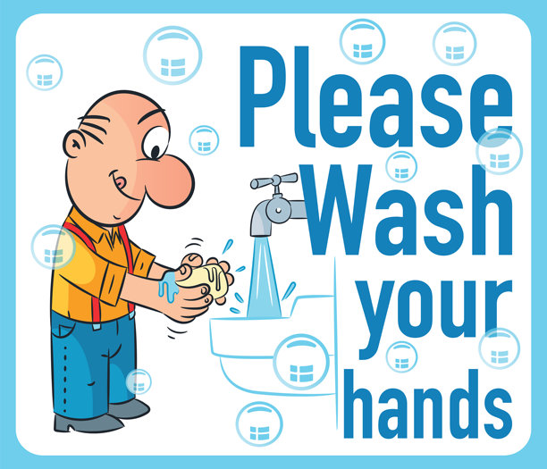 男子洗手和covid-19图片下载