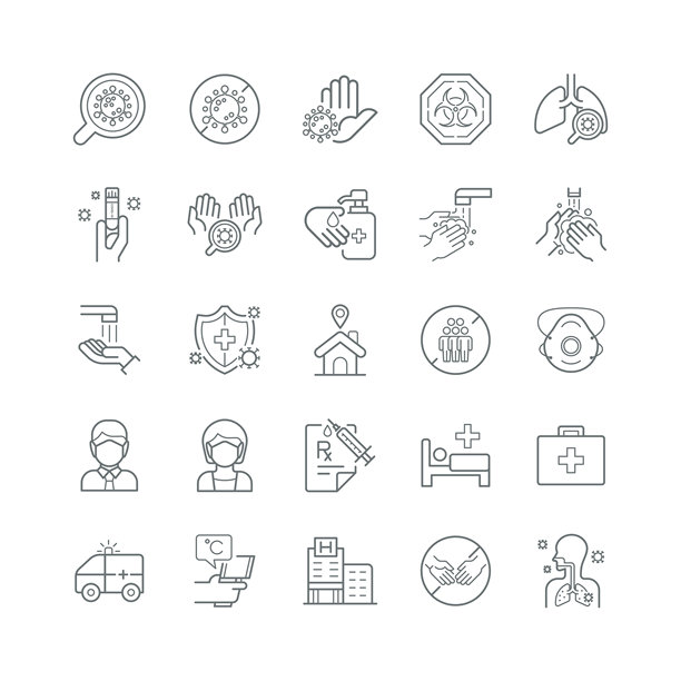 医疗和病毒图标，COVID-19概念图标图片下载