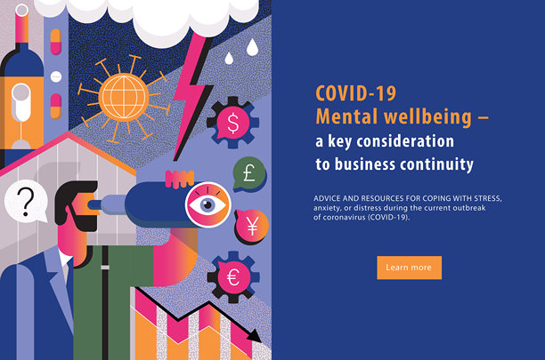 COVID-19影响着商人的商业和经济旗帜图片下载