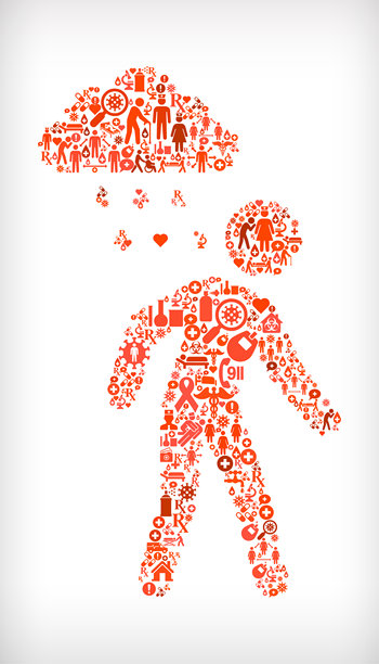 人和悲伤的雨云流感冠状病毒图标模式图片下载