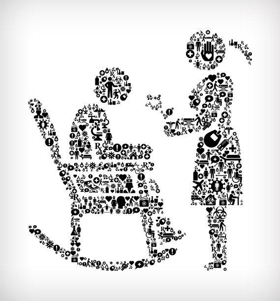 男人女人和摇椅流感冠状病毒图标模式图片下载