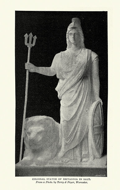 19世纪90年代的巨大不列颠女神盐雕像复古照片图片下载