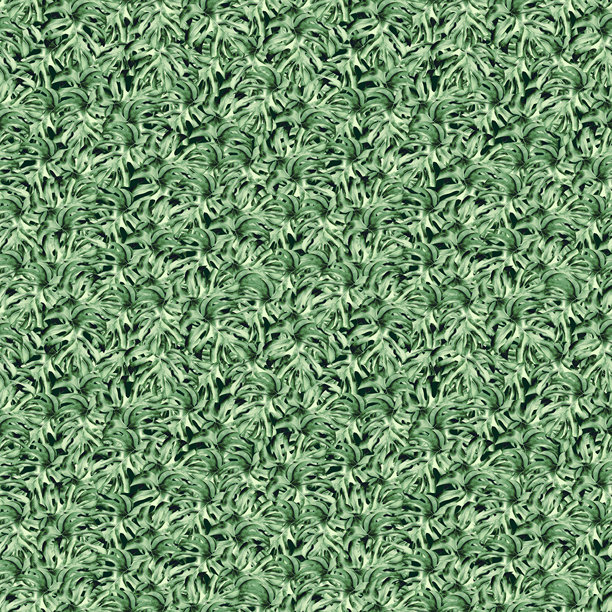 单色植物的水彩插图。绿色植物叶子的植物无缝铺陈图案，手绘。绿色室内植物，背景为纯色。适用于照片墙纸和剪贴簿的绘画。图片下载