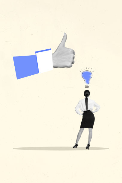 创意竖版照片拼贴，年轻迷人的女商人思考成功计划的灵感，灵光一现的灯泡。图片下载