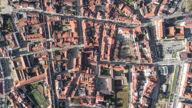 中世纪罗马城市的鸟瞰图，俯视无人机照片图片下载