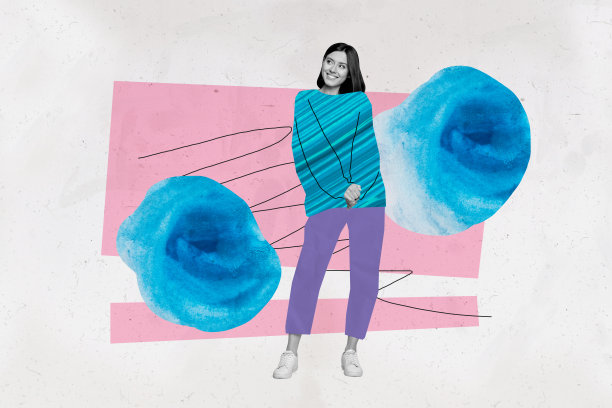 拼贴3D图像，复古风格的洗衣柔顺剂、清新玫瑰香气、毛衣的插画，奇异的幻想广告漫画图片下载