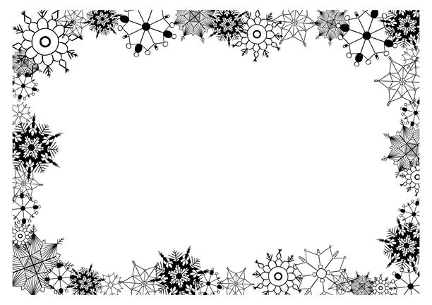 带有雪花的矩形矢量框。透明背景上的图形线条。非常适合装饰社交网络、照片和文本。圣诞节框架。图片下载