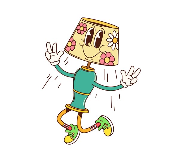 卡通灯具与复古风格的家具角色图片下载