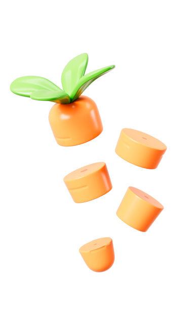 卡通剪影橙色胡萝卜，孤立，3D渲染。图片下载