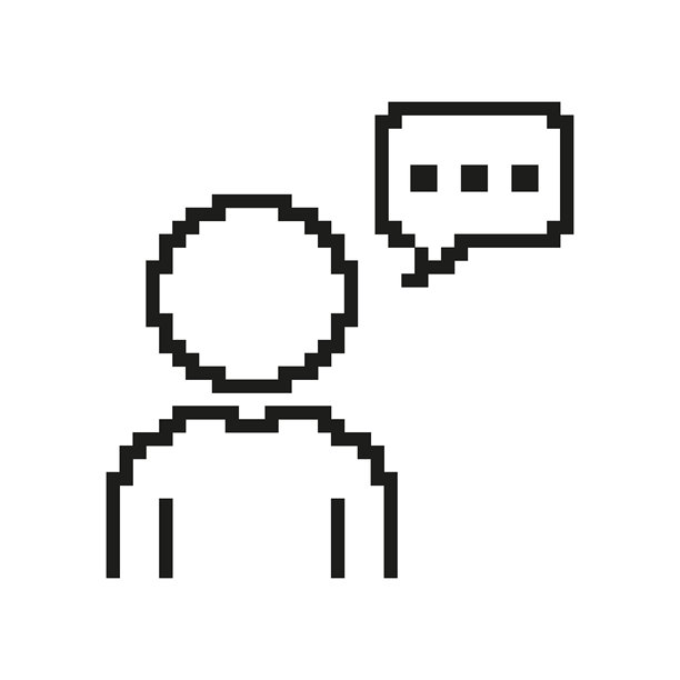 像素化的人物与对话气泡图标。复古风格的沟通与聊天符号。交谈和消息传递符号。独立的矢量插图。图片下载