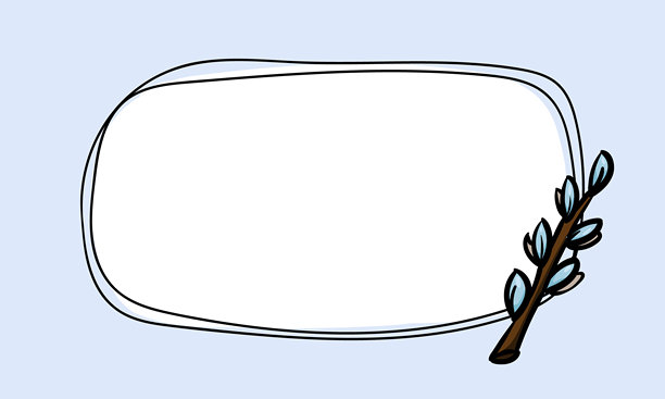 简单的明信片模板矢量设计，带有柳树枝。可编辑的春季设计框架。手绘背景用于文本、照片、价格标签、贴纸。图片下载