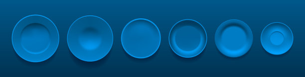 一组逼真的餐桌盘子，俯视图图片下载