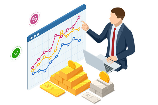 等距投资贵金属 黄金或铂金。黄金、铂金条。投资银行业务。贵金属价格上涨。黄金证券投资。购买黄金ETF。图片下载