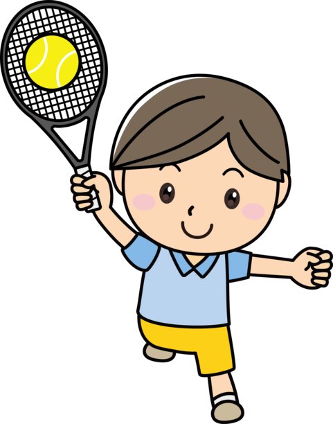 一个微笑并享受网球的男人 / 插图素材（矢量插图）图片下载