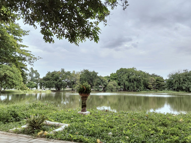 城市区域湖泊景观照片图片下载
