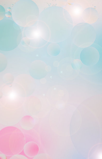 宏观照片：漂浮的粉彩气泡，呈现蓝色、粉色和白色的色调。图片下载