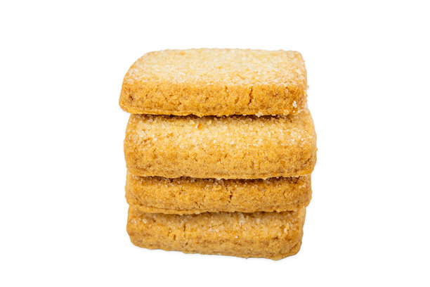 丹麦黄油饼干特写，饼干的微距照片，白色背景上的糕点，隔离，食品目录照片图片下载