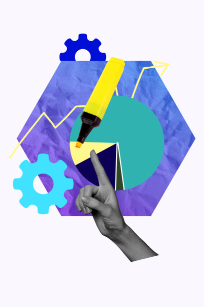 趋势模板草图设计 3D 照片拼贴，展示身体语言手势、手指动作、指向标记、贸易、商业目标、成功和齿轮。图片下载