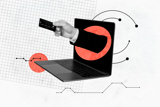 现代设备支付信用卡的创意3D照片艺术图形拼贴画，背景为孤立的手臂生长绘画图片下载