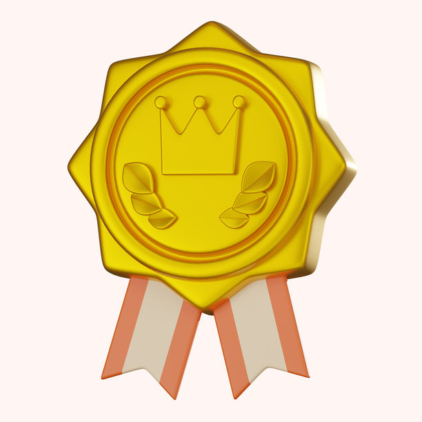 3D渲染，奢华品牌和卓越品质的高级徽章，图标插图图片下载