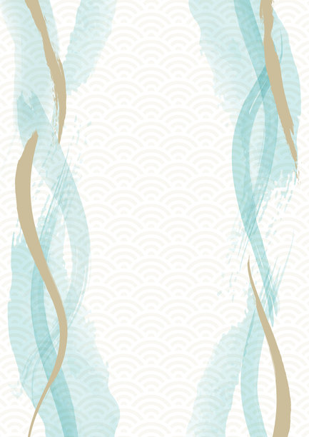 青海波浪与水彩笔刷水的图像竖版背景素材 A3 A4 夏季清新图片下载