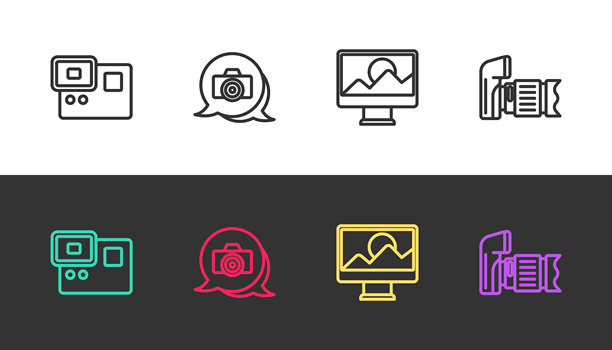 极限运动相机，照片，修图，黑白风格。矢量图。图片下载