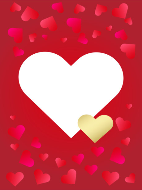 情人节心形插图框背景素材可爱标题横幅留白矢量插图 红色图片下载