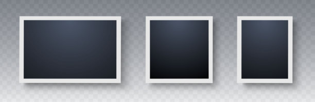 一个带边框的空黑色照片框，背景透明，适合展示图片或文字。非常适合设计项目、演示和创意展示。图片下载