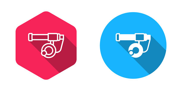 填充和轮廓的钓鱼竿图标，带有长阴影背景。捕捉大鱼。钓鱼设备和鱼类养殖主题。矢量图。图片下载