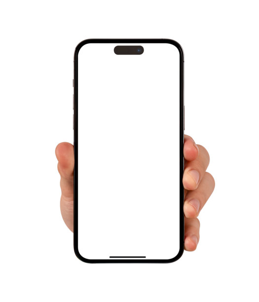 手持空白屏幕智能手机的手，孤立在白色背景上。商业、金融和科技概念。高品质的优质图片。图片下载