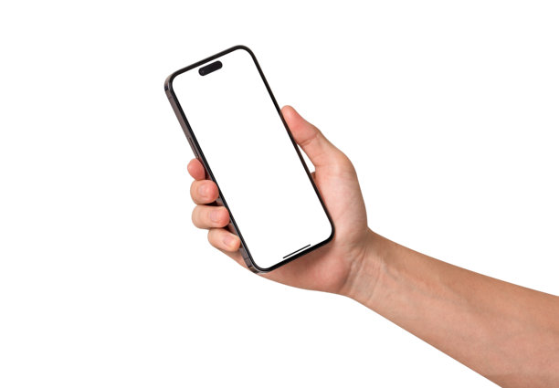 手持空白屏幕智能手机，背景为白色。商业、金融、教育和科技概念。高质量图片。图片下载