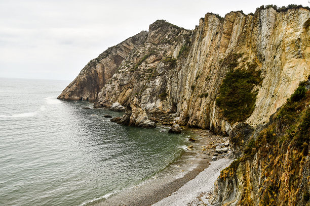 莫赫悬崖，作为背景的照片，位于西班牙欧洲阿斯图里亚斯公国的沉默海滩。图片下载