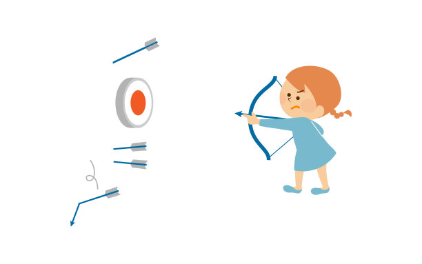 孩子们用弓箭瞄准靶子 - 图片插图图片下载