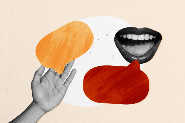 复合趋势艺术作品草图，3D照片拼贴，抽象的言语云消息，短信文本框，嘴唇，手持应用程序的讲话日期。图片下载