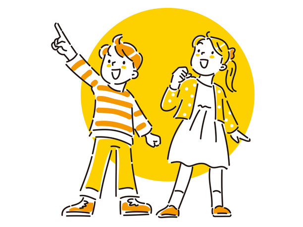 两个孩子仰望天空，展望未来图片下载