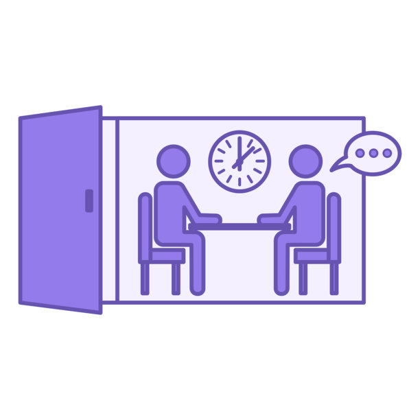 彩色会议室图标。矢量图标。人们坐在桌子旁交谈。带门和时钟的办公室。商务会议。图片下载