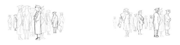 大学生。学习中的年轻人群体。手绘插图。孤立的矢量设计元素，来自学生的轮廓剪影。图片下载