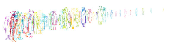 大学生。学习中的年轻人群体。手绘插图。孤立的矢量设计元素，来自学生的轮廓剪影。图片下载