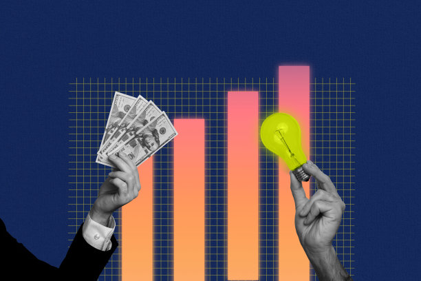 两只手握着钱的复合艺术照片拼贴模板，商业创意灯，创意拼图思路，创业想法图片下载