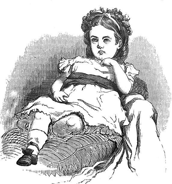 古董插图 - 穿着衬裙的小女孩靠在沙发上图片下载