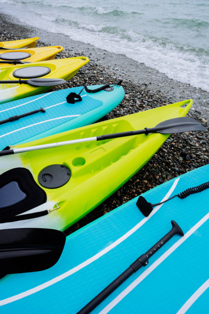 海上的皮划艇和立式划水板。极限运动。休闲。高质量照片图片下载