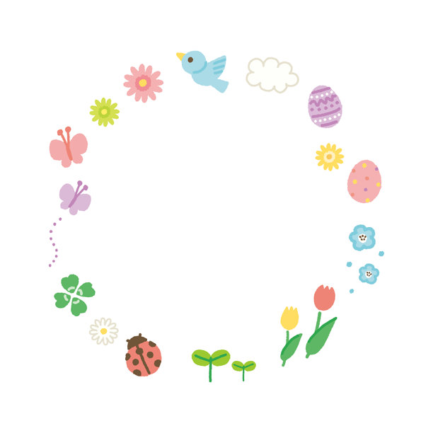 可爱的春季图标圆形背景图片图片下载