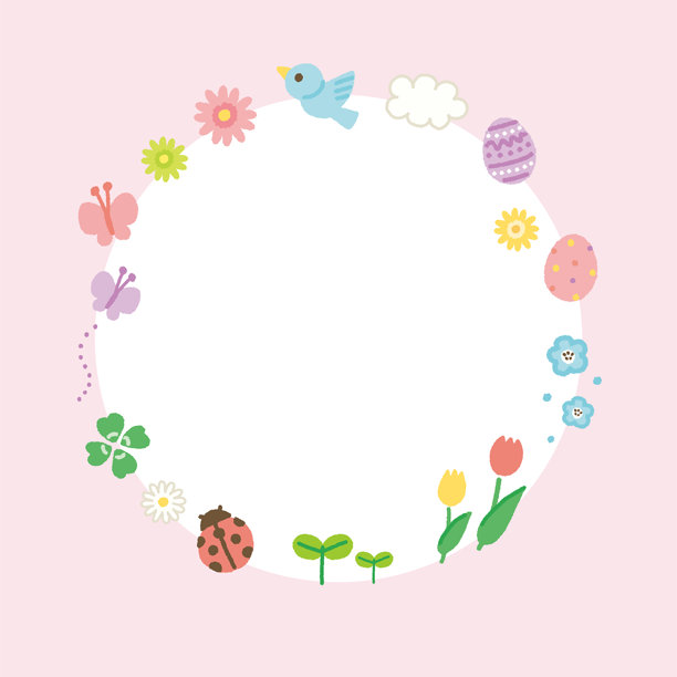 可爱的春季图标圆形背景图片图片下载