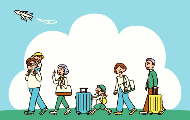 快乐的三代家庭出游的背景图片图片下载